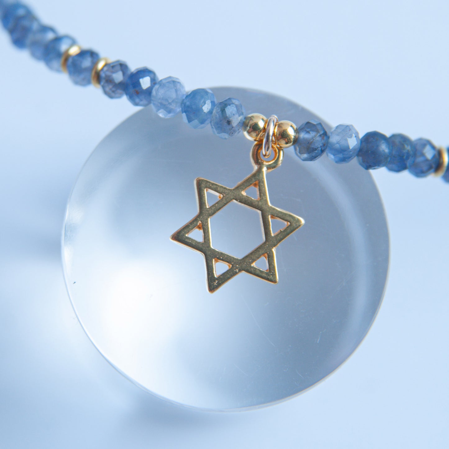 G שרשרת אבני איולייט עם מגן דוד