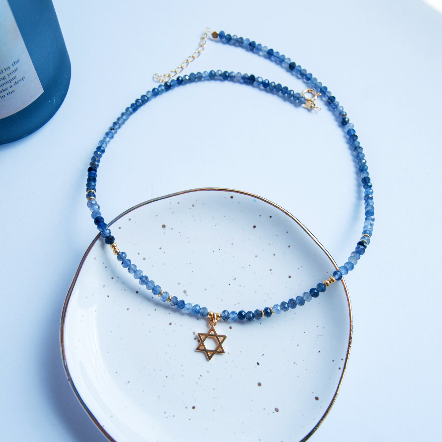 G שרשרת אבני איולייט עם מגן דוד