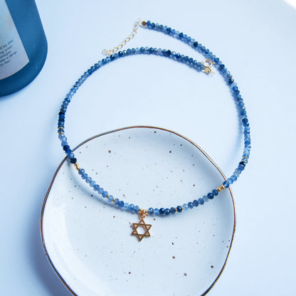 G שרשרת אבני איולייט עם מגן דוד