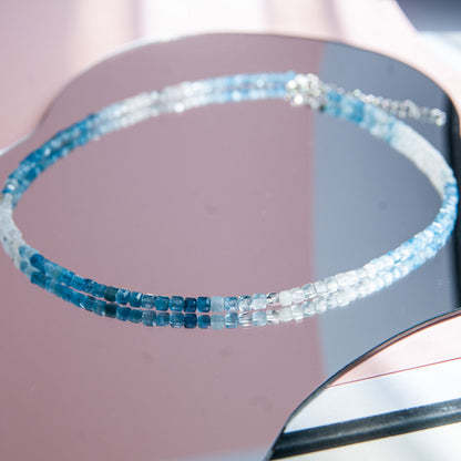 שרשרת אבני אקוומרין צבעונית