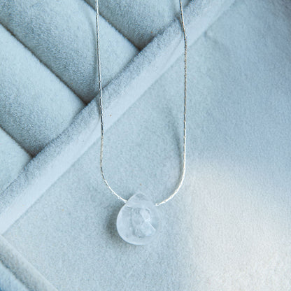 שרשרת נחש עדינה מכסף טהור עם תליון קוורץ טבעי