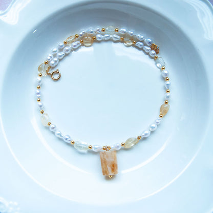 שרשרת פנינים בשילוב אבני סטרין