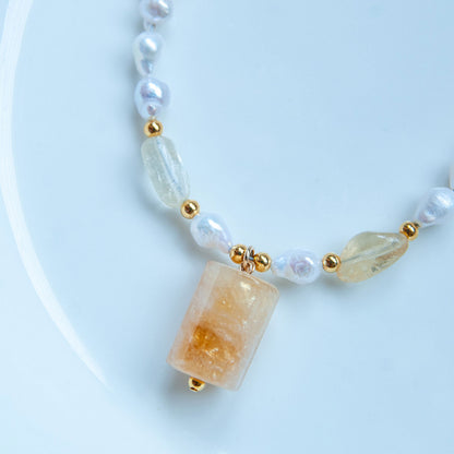 שרשרת פנינים בשילוב אבני סטרין