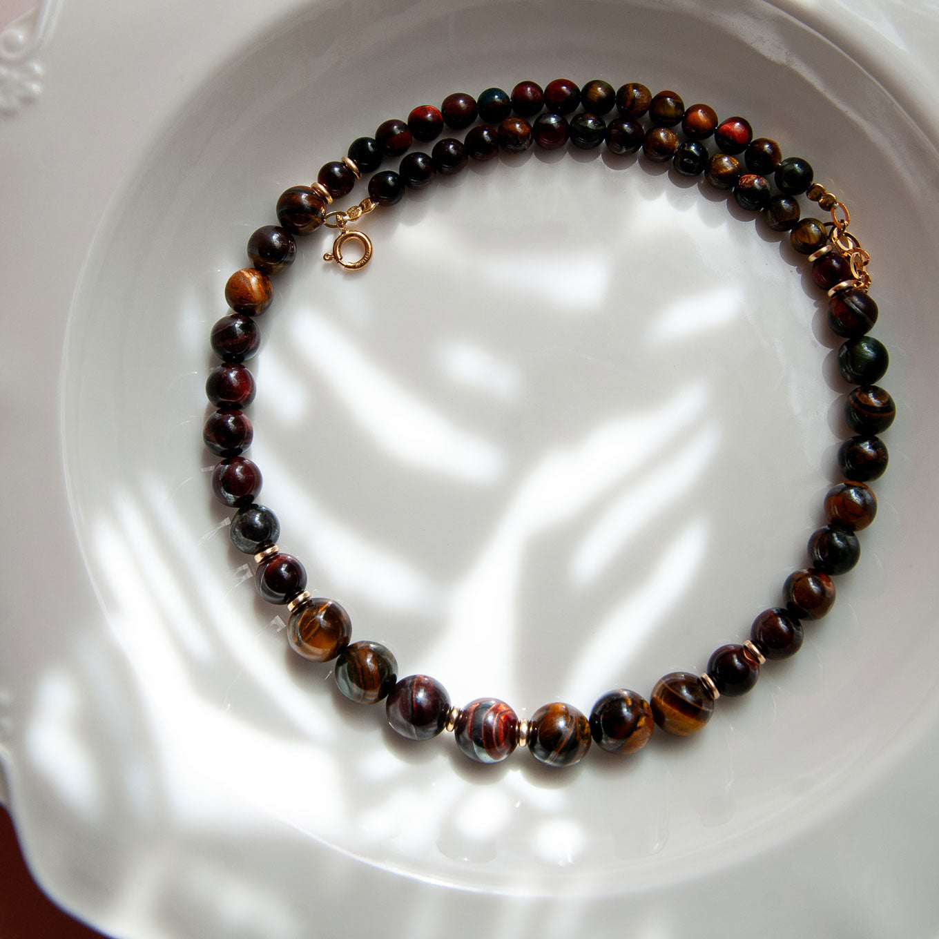 שרשרת אבני עין הנמר ב3 גוונים