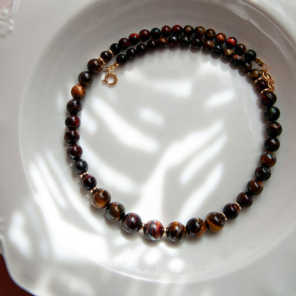 שרשרת אבני עין הנמר ב3 גוונים