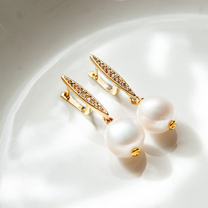 MORAN עגילי פנינה עגולה