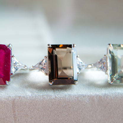 טבעת כסף "ריין" עם אבן סמוקי