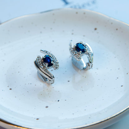 עגילי כסף "קטי" עם אבני ספיר