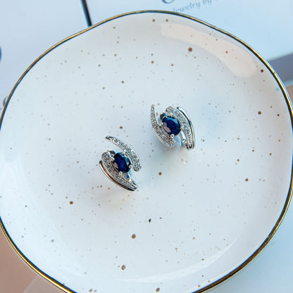 עגילי כסף "קטי" עם אבני ספיר