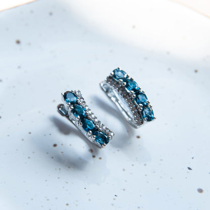 עגיל כסף "איב" עם אבני לונדון טופז