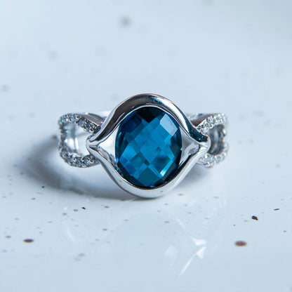 טבעת כסף סרינה עם אבן לונדון קוורץ