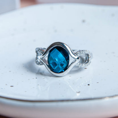 טבעת כסף סרינה עם אבן לונדון קוורץ