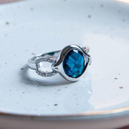 טבעת כסף סרינה עם אבן לונדון קוורץ