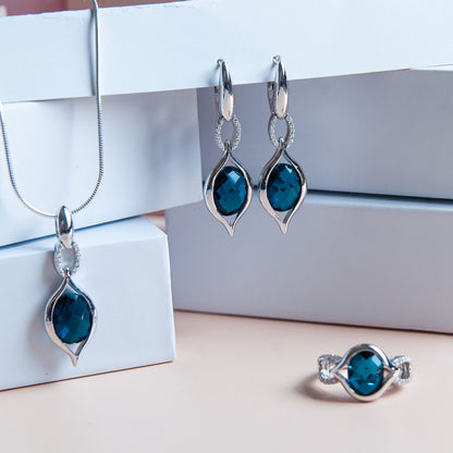 טבעת כסף סרינה עם אבן לונדון קוורץ