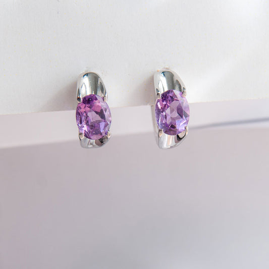 עגילי כסף "ג'ני" עם אבני אמטיסט