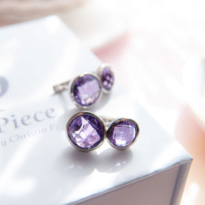 עגילי כסף "קורין" עם אבני אמטיסט