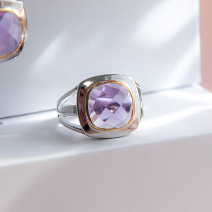 טבעת כסף "אלין" עם אבן אמטיסט