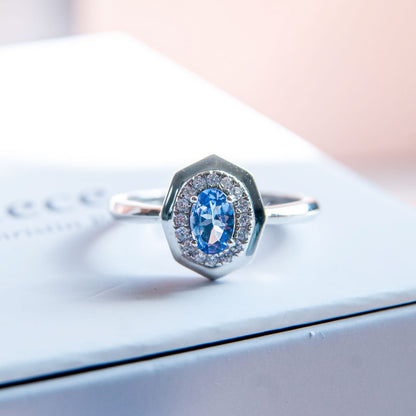 טבעת כסף "גפן" עם אבני טנזנייט