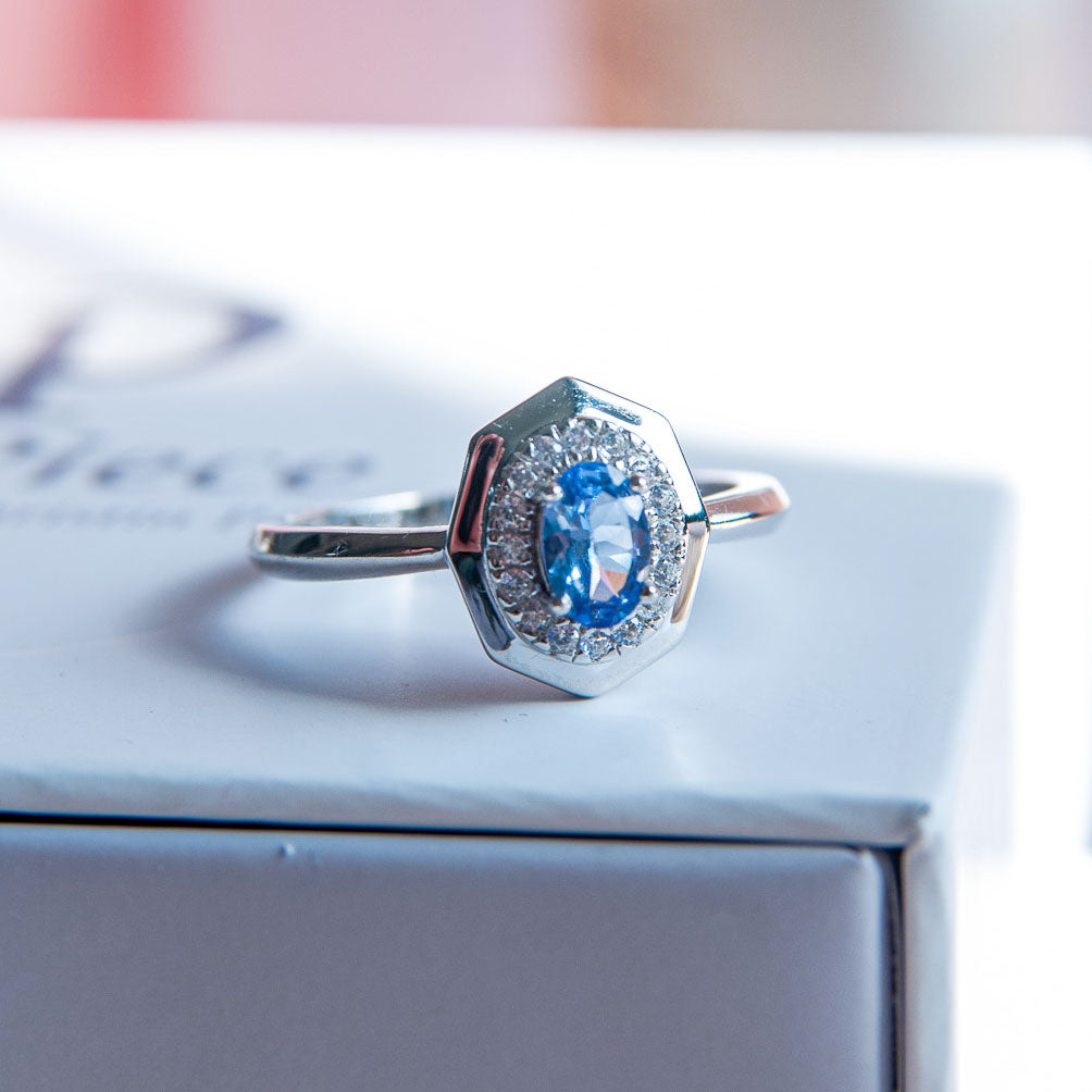 טבעת כסף "גפן" עם אבני טנזנייט