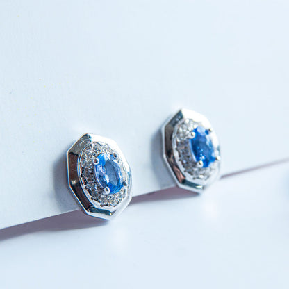 עגילי כסף "גפן" עם אבני טנזנייט