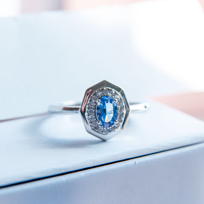 טבעת כסף "גפן" עם אבני טנזנייט