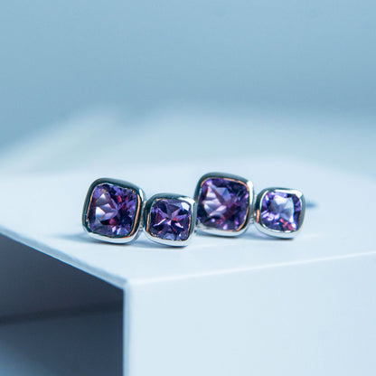 עגילי כסף "אלה" עם אבני אמטיסט