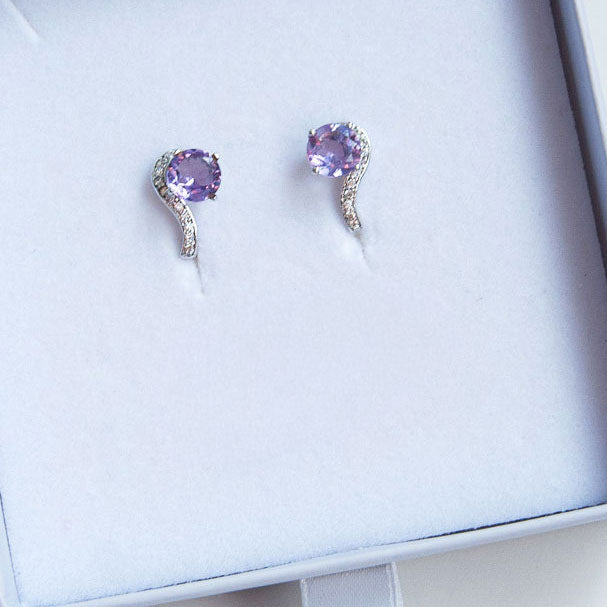 עגילי כסף "קלואי" עם אבני אמטיסט