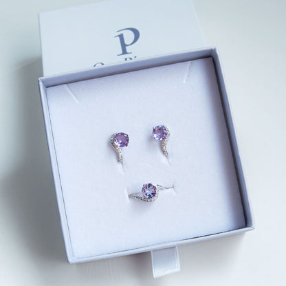 טבעת כסף "קלואי" עם אבן אמטיסט