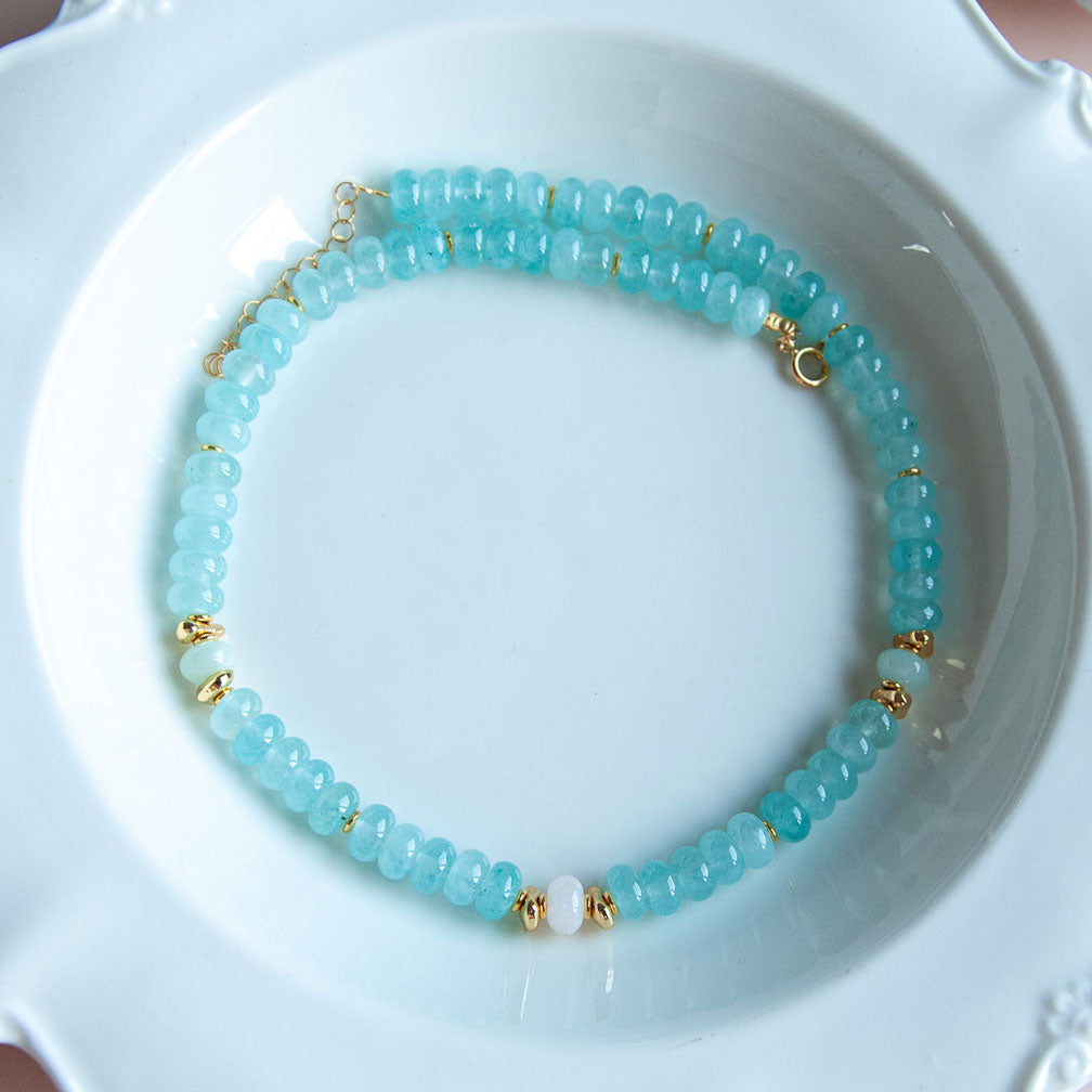 שרשרת לורן גדולה מאבני ג'ייד תכלת