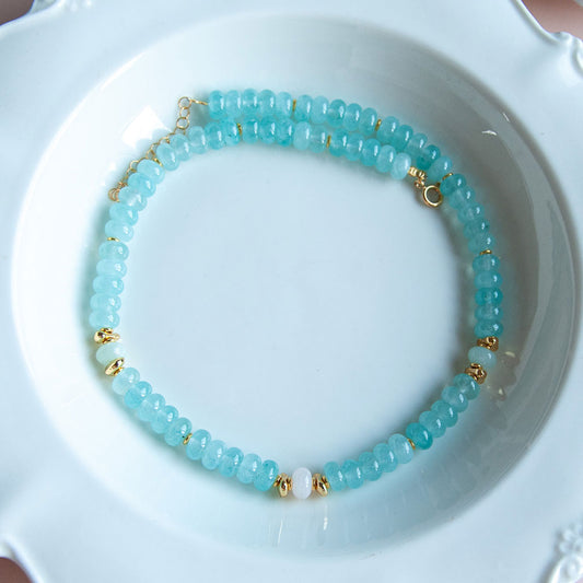 שרשרת לורן גדולה מאבני ג'ייד תכלת