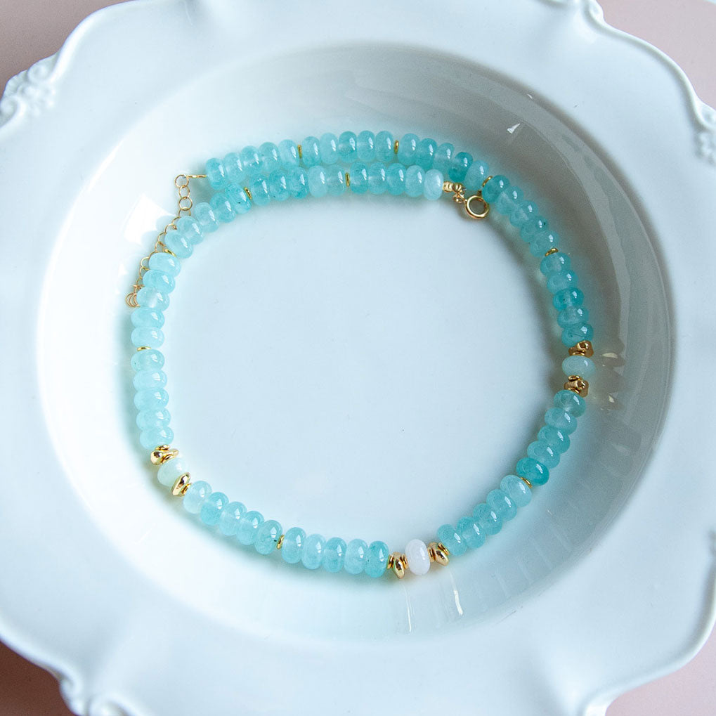 שרשרת לורן גדולה מאבני ג'ייד תכלת