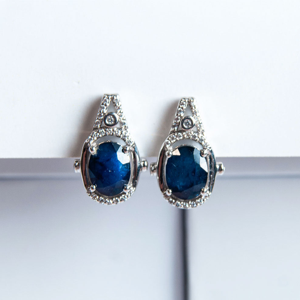 עגילי כסף "נועה" עם אבני ספיר