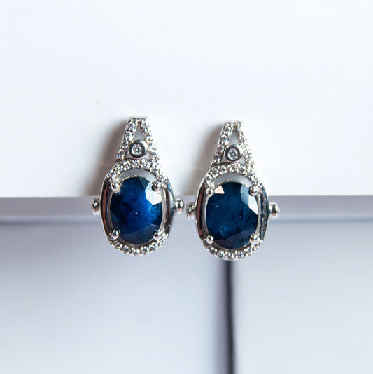 עגילי כסף "נועה" עם אבני ספיר