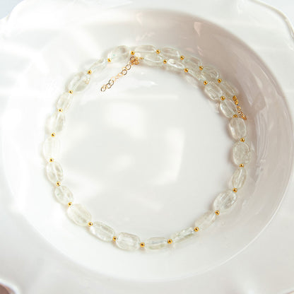 שרשרת אבני קריסטל קוורץ בגוון ירוק עדין