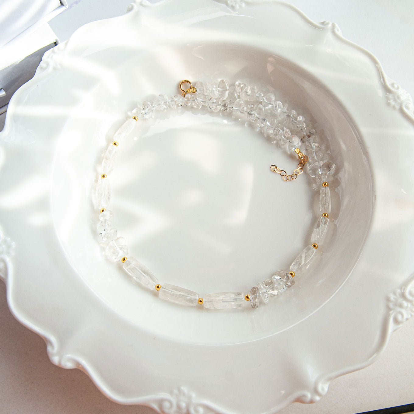 שרשרת אבני קריסטל קוורץ שקופות