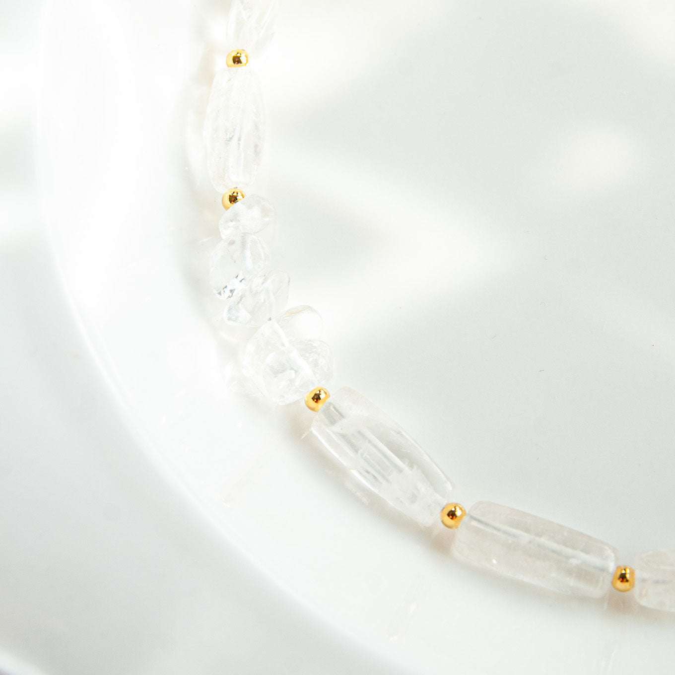 שרשרת אבני קריסטל קוורץ שקופות