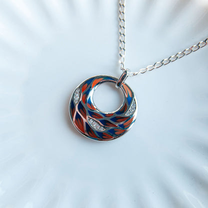 שרשרת כסף עם תליון אמייל טווס כחול