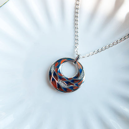 שרשרת כסף עם תליון אמייל טווס כחול