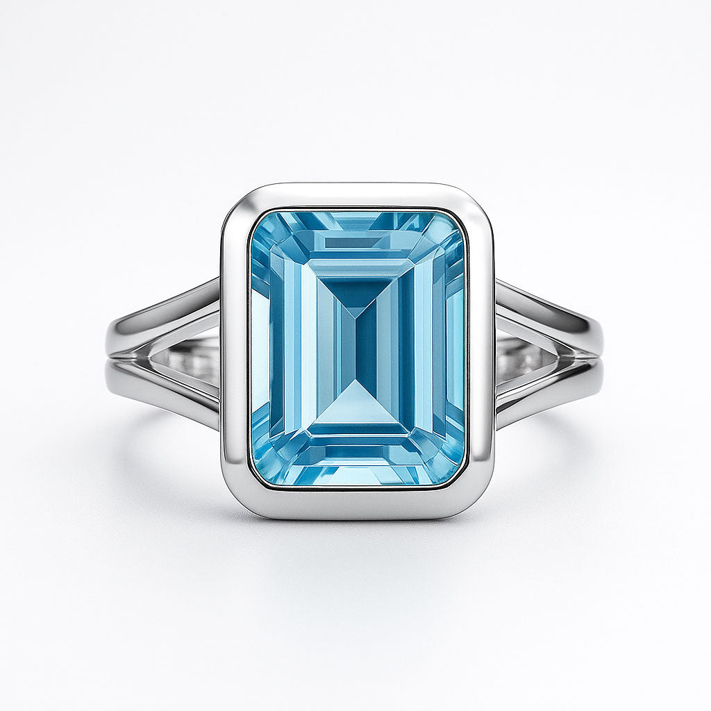 MADY טבעת מכסף טהור עם אבני בלו טופז