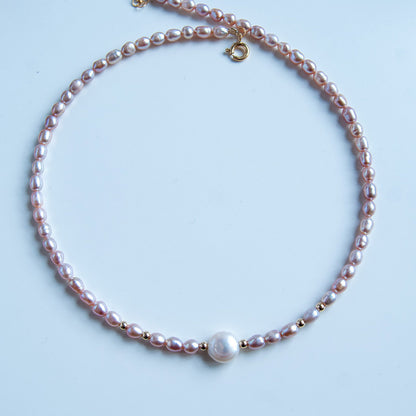 PINK W שרשרת פנינים