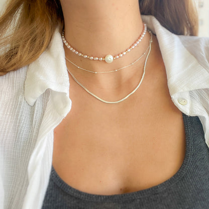 PINK W שרשרת פנינים