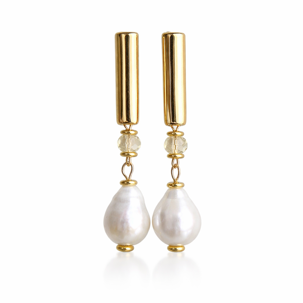 G עגילי פנינה עם אבני סטרין מיילי