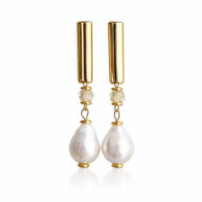 G עגילי פנינה עם אבני סטרין מיילי