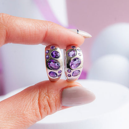 עגיל "שרלוט" עם אבני אמטיסט