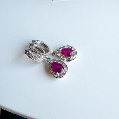 DIANA עגילי כסף עם אבני רובי