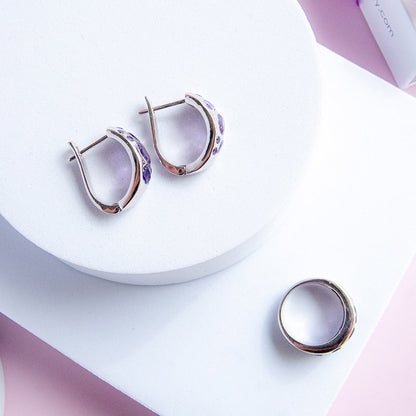 עגיל "שרלוט" עם אבני אמטיסט