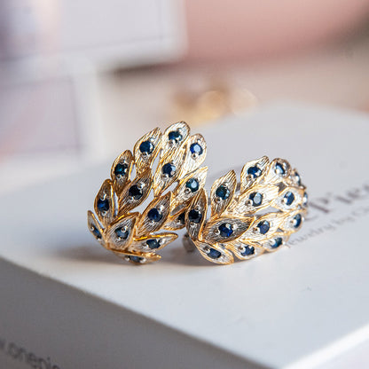 עגילי עלמה עם אבני ספיר