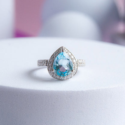 DIANA טבעת כסף עם אבני בלו טופז