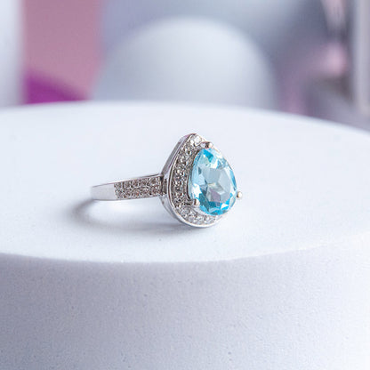 DIANA טבעת כסף עם אבני בלו טופז