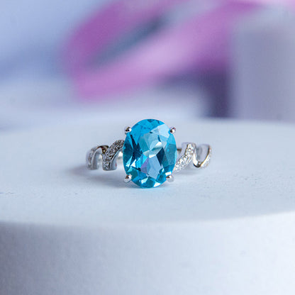 טבעת כסף "אניה" עם אבן טופז